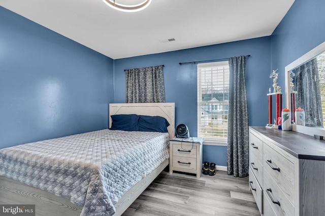 bedroom with light hardwood / wood-style flooring