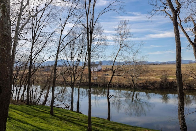 view of water feature with a mountain view