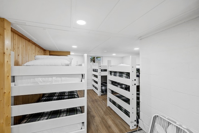 bedroom with visible vents, recessed lighting, and wood finished floors