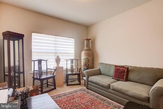 living room featuring carpet floors