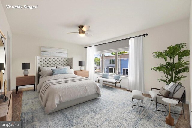 bedroom featuring ceiling fan