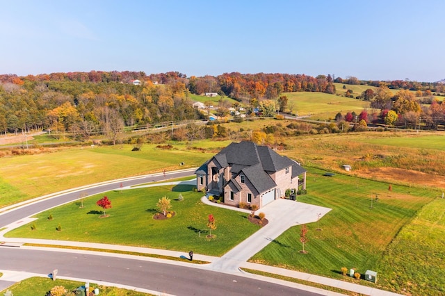 aerial view with a rural view