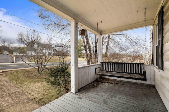 wooden deck with covered porch