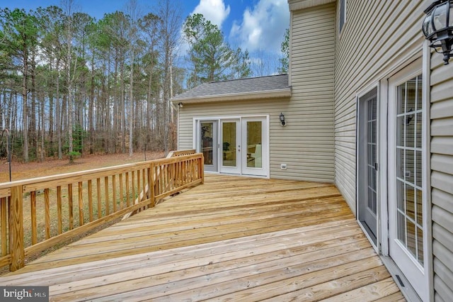 wooden terrace with french doors