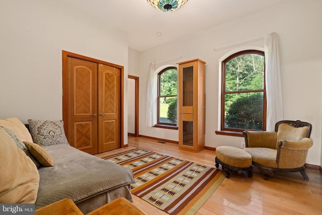 sitting room featuring light wood-type flooring