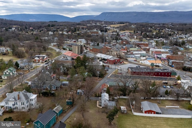 birds eye view of property with a mountain view