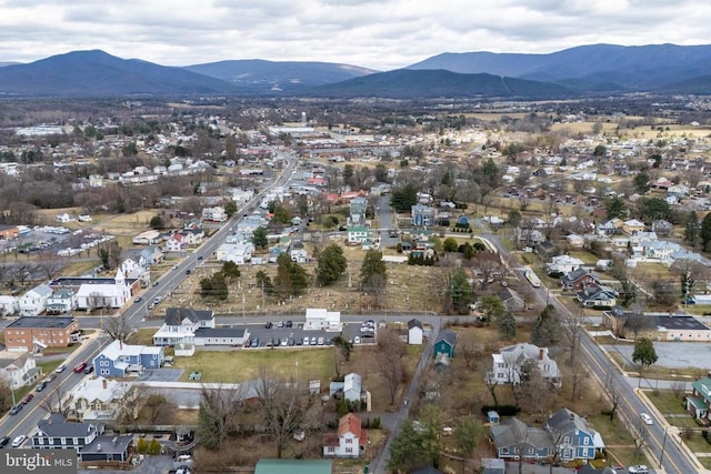 drone / aerial view with a mountain view