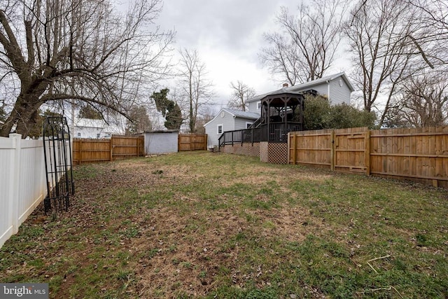 view of yard with a fenced backyard