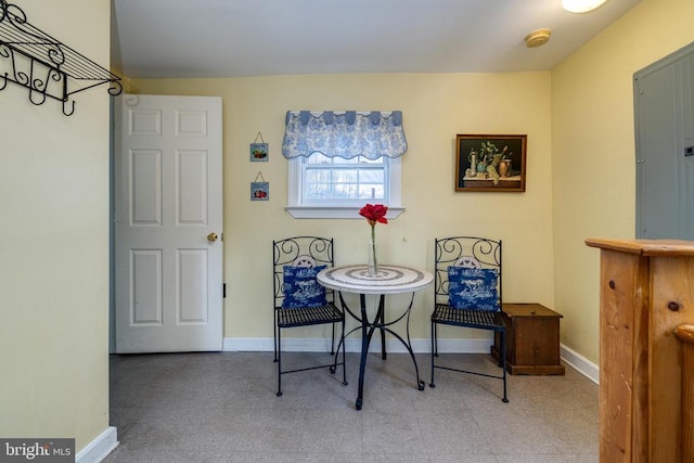 office with tile patterned floors and baseboards