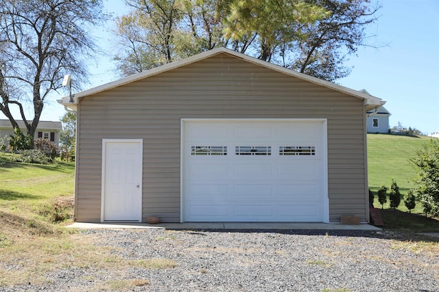 view of detached garage