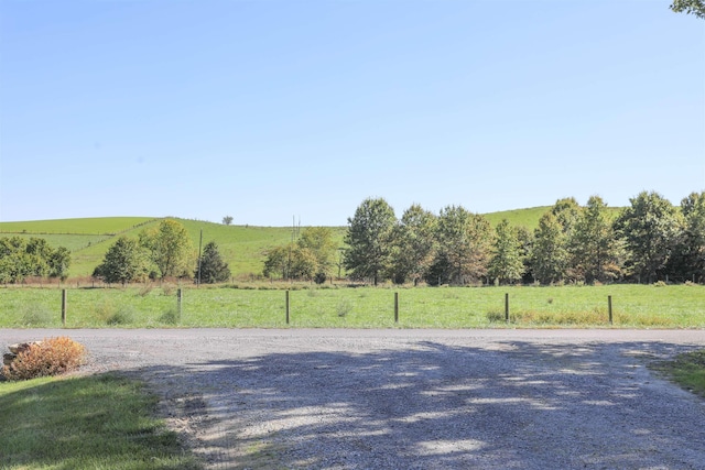 view of road with a rural view