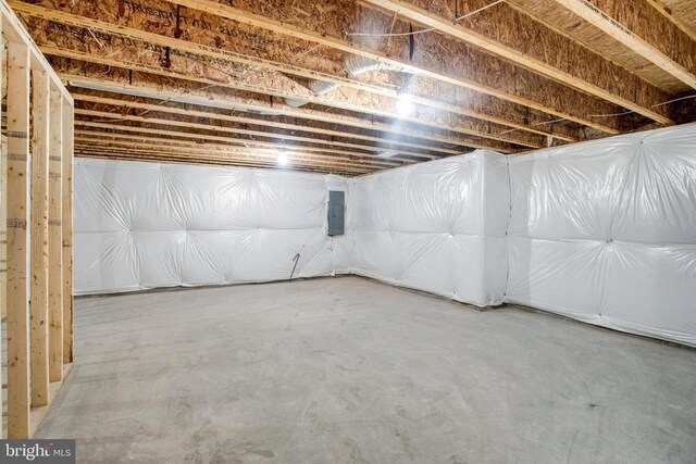 basement with electric panel