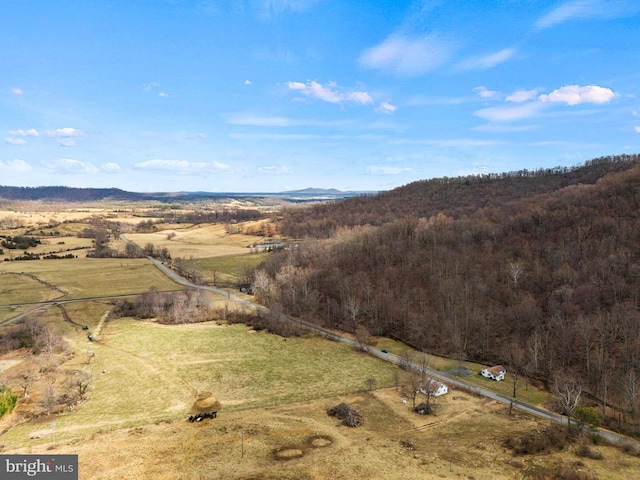 drone / aerial view featuring a rural view