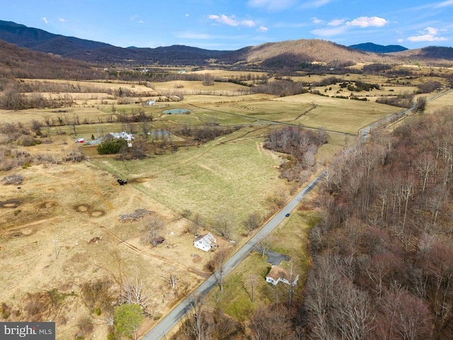 aerial view with a rural view and a mountain view