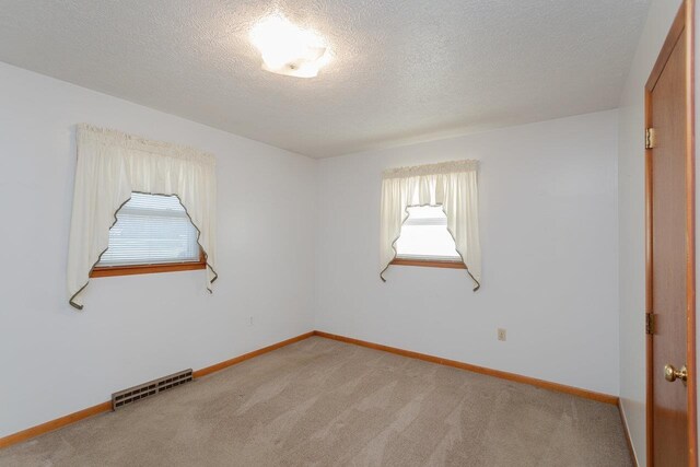 empty room featuring carpet and a textured ceiling