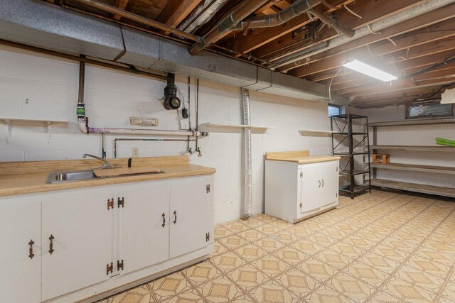 basement with sink