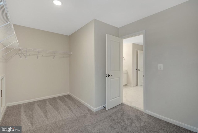 spacious closet with light colored carpet