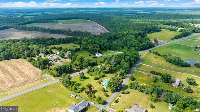 aerial view featuring a rural view