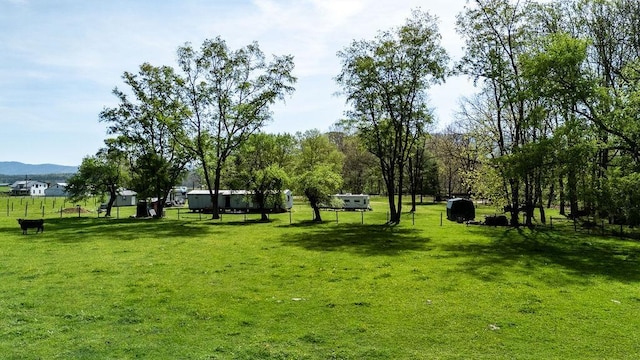 view of property's community with a lawn