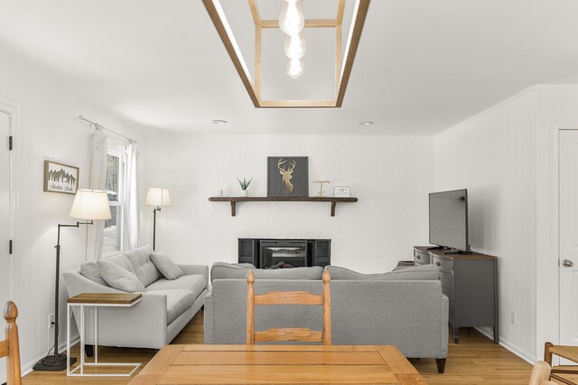 living room with light wood-type flooring