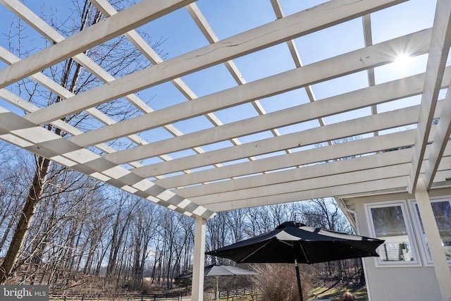 exterior space featuring a pergola