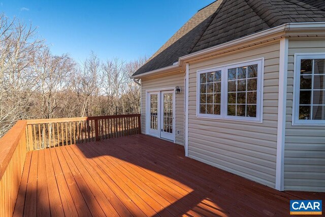 wooden deck with french doors