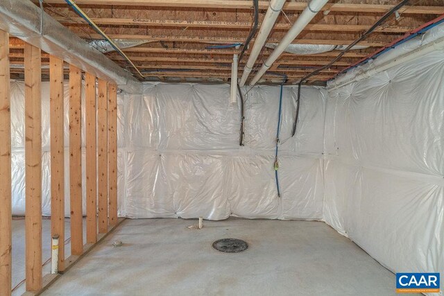 view of unfinished basement