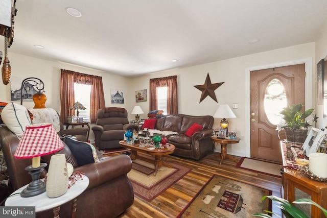 living room with hardwood / wood-style flooring