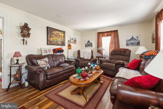 living room featuring dark hardwood / wood-style floors