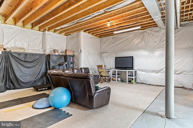 view of unfinished basement