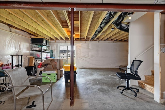 below grade area with stairway