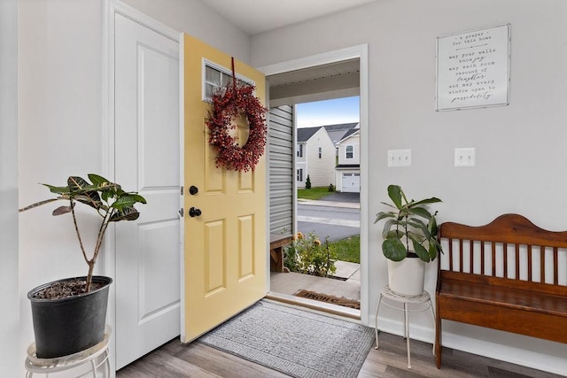 entrance foyer featuring wood finished floors