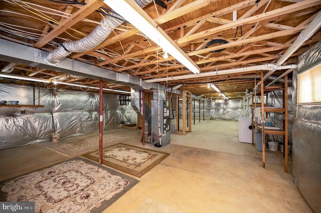 basement with heating unit