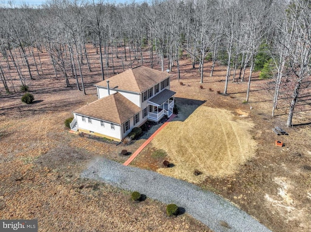 bird's eye view with a rural view