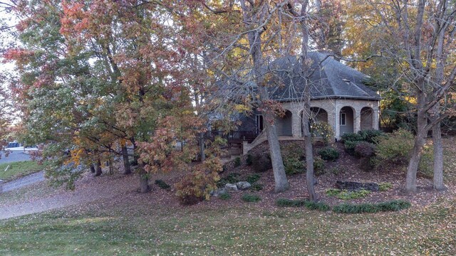 view of front of property with a garage