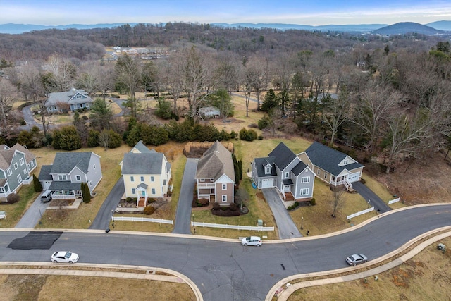 drone / aerial view with a mountain view