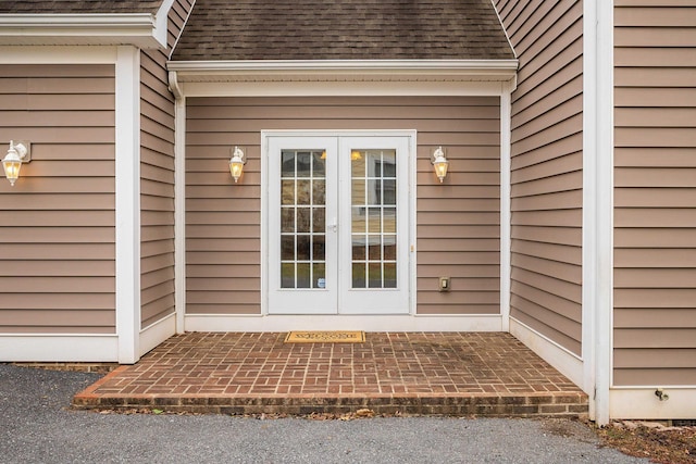 doorway to property featuring french doors