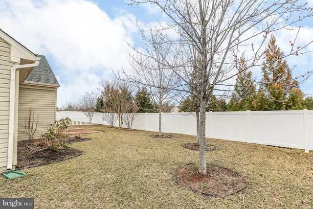 view of yard featuring a fenced backyard