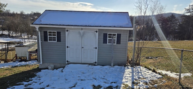 view of snow covered structure