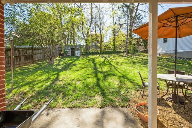 view of yard featuring a fenced backyard