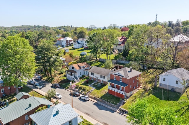 birds eye view of property with a residential view