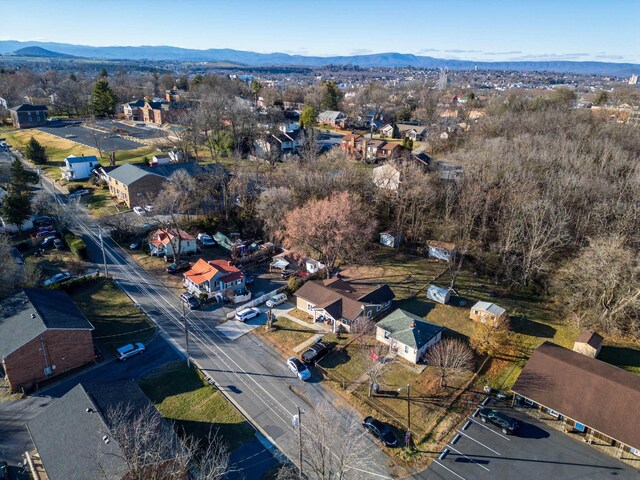 drone / aerial view with a mountain view