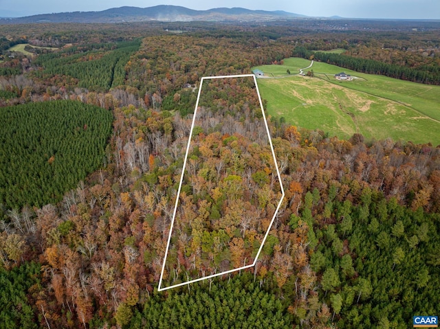 birds eye view of property featuring a mountain view