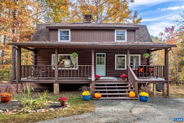 cabin with a porch