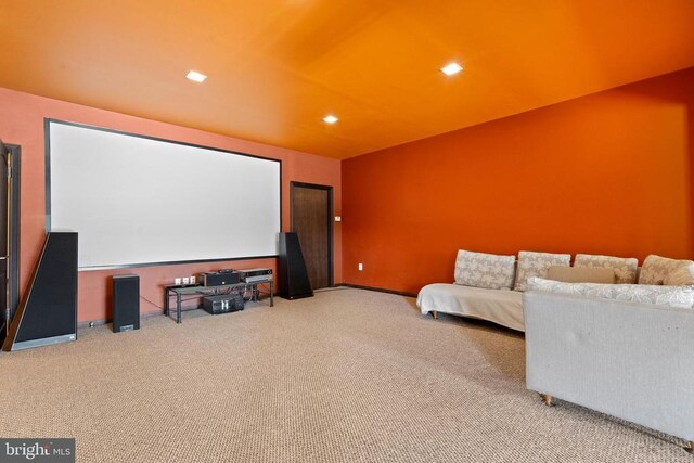 view of carpeted cinema room