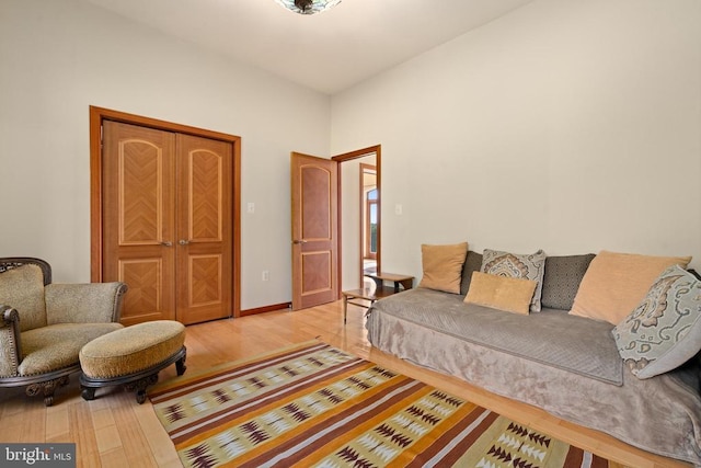 living room with hardwood / wood-style flooring