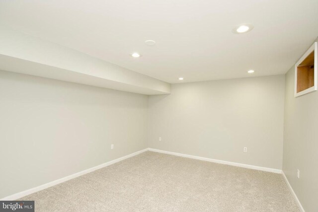 basement with carpet floors