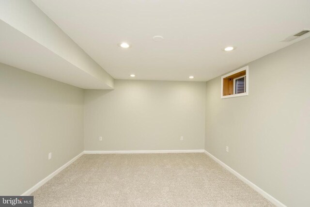 basement with carpet