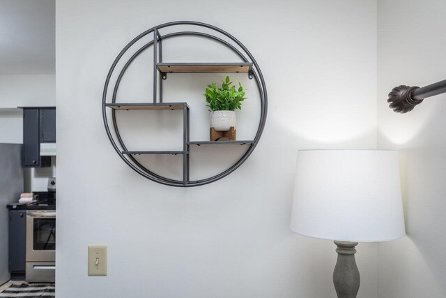 interior details with stainless steel electric stove