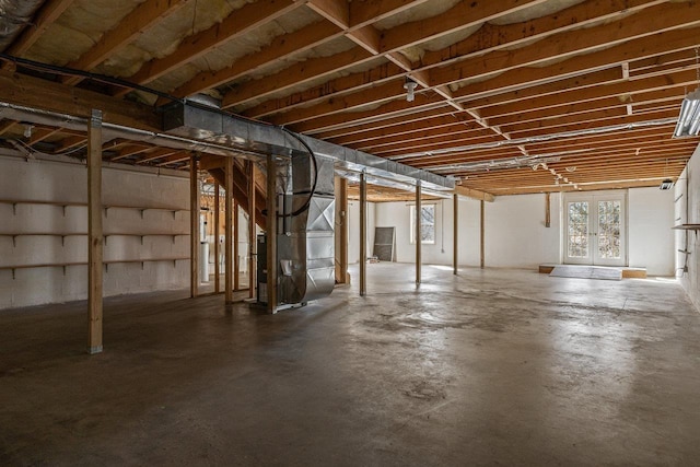 basement with french doors